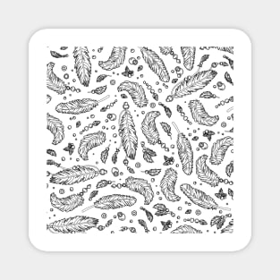 BW Feathers Pattern Magnet