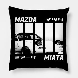 Mazda Miata MX-5 NA Black 'N White 3 (BLACK VERSION) Pillow