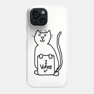 Cute Cat says she Voted Line Drawing Phone Case