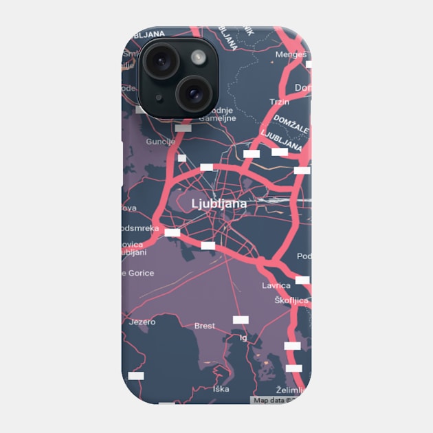 Ljubljana colour map Phone Case by Mapmania