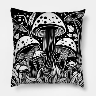 Magic Mushrooms White Pillow