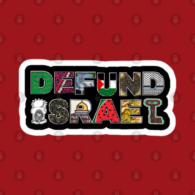 Defund Israel - Palestine Symbols - Black Sticker - Back by SubversiveWare