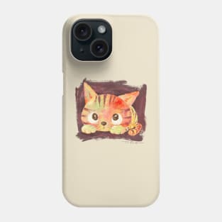 Striped kitten lying on the ground Phone Case