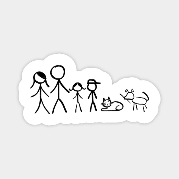 Stick figure family with Mom first.  Includes the family pets Magnet by WelshDesigns