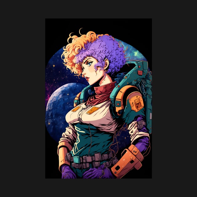 Anime Girl Space Astronaut with Colourful Hair by Bubblebug