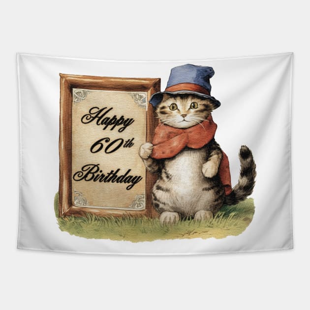 Happy 60th Birthday Tapestry by JnS Merch Store