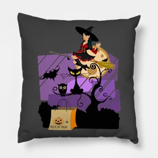 Trick Or Treat Halloween Witch Pillow