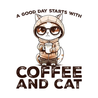 A Good Day Starts With Coffee and Cat Cat Lovers Coffee Lovers Gift Idea T-Shirt