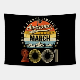 Awesome Since March 2001 Vintage 22nd Birthday Tapestry