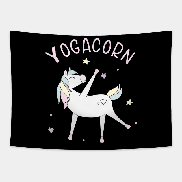 Yogacorn Yoga Unicorn Funny Fitness Gift Tapestry by Foxxy Merch