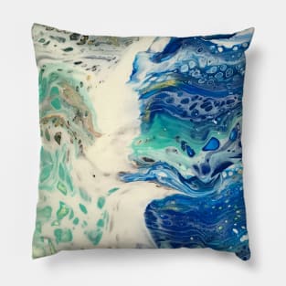 Aqua Blue Ocean Wave Swipe Pillow