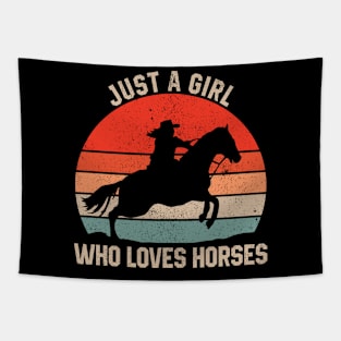 Just A Girl Who Loves Horses - Cute Horseback Riding Tapestry