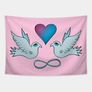 Infinity Doves Heart Tapestry