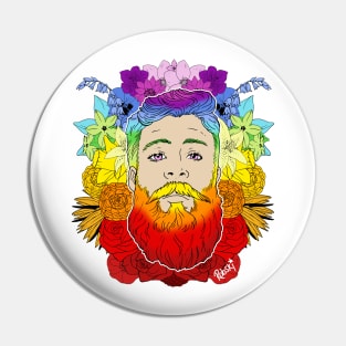 Bearded Floral Pride Pin