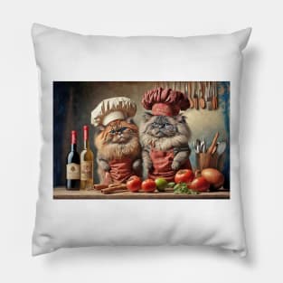 Two Himalayan Cat Chefs in the Kitchen Pillow