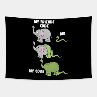 My Friends Code And Me Snake Eating Elephant Tapestry