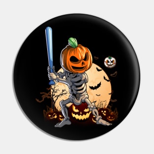 Baseball Skeleton Halloween Men Boys Baseball Halloween Pin