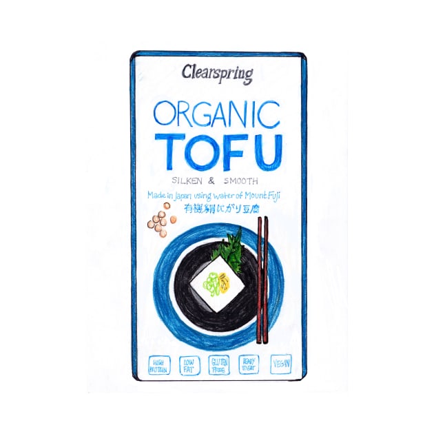 Organic Tofu packaging illustration by sadnettles