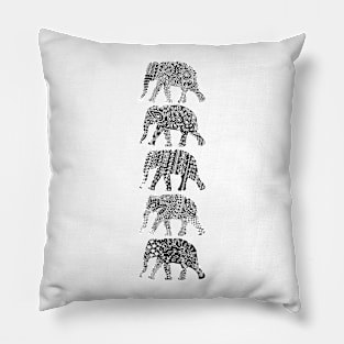 Patterned Elephants (Blk&Whte) Pillow