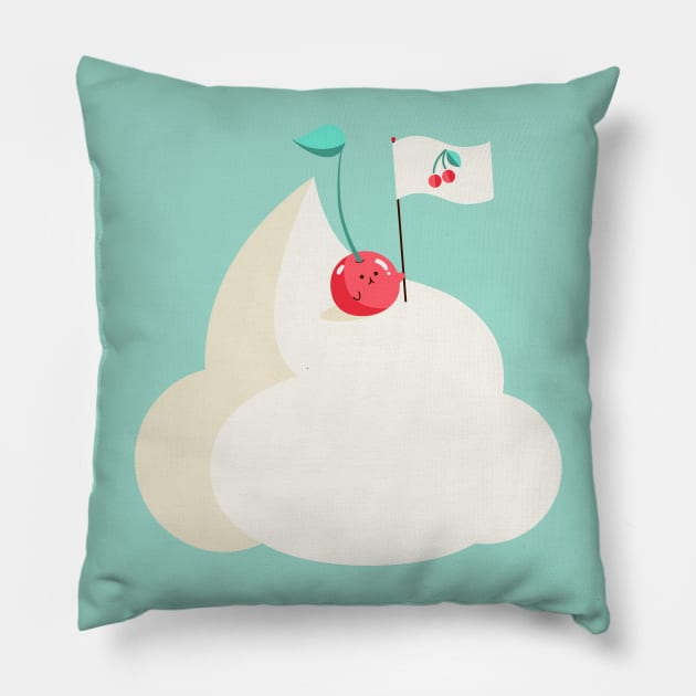 Cherry on top (of the whipped cream mountain) Pillow by EuGeniaArt