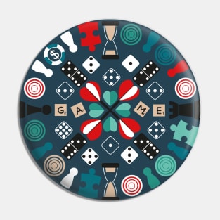 Wanna play? // pattern // blue background teal red mint brown black and white game pieces Pin