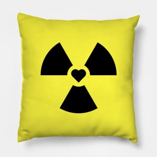 Radioactive Sign Radiation Symbol Nuclear Hazard Heart Pillow