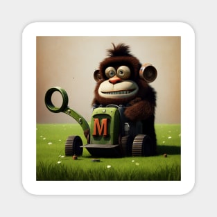 Letter M for Monkey Mowing lawn from AdventuresOfSela Magnet