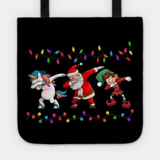 Dabbing Santa Elf Unicorn Christmas Tote