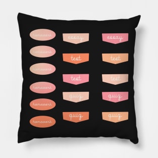 Back to School Pink and Coral Gradient Planner Assignment Labels Pillow