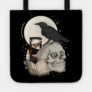 Dark Academia Raven skull Tote