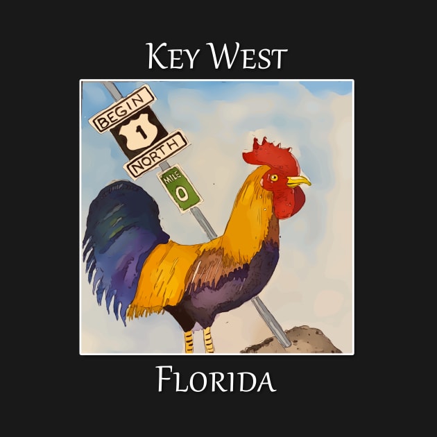 Rooster and Mile marker 0 famous in Key West, Florida by WelshDesigns