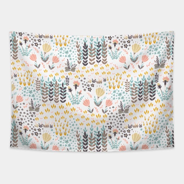 Colorful pastel flowers Tapestry by Jenmag