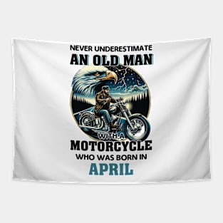 Eagle Biker Never Underestimate An Old Man With A Motorcycle Who Was Born In April Tapestry