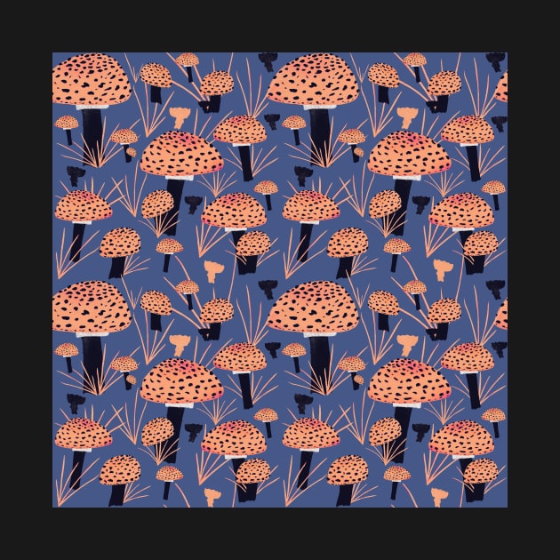 Orange Fly Agaric Mushroom Pattern by OneLook