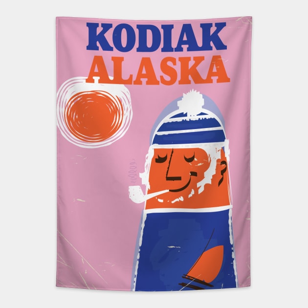 Kodiak, Alaska Fishing poster Tapestry by nickemporium1