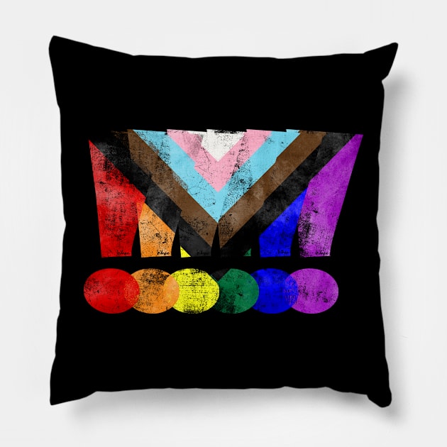 LGBTQ Progress Pride Grunge Exclamation Points Pillow by wheedesign