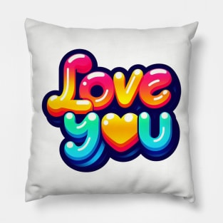 love you (colourful bubble) Pillow