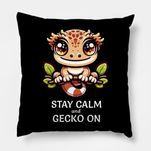 Funny Keep Calm and Carry On Gecko On Pillow