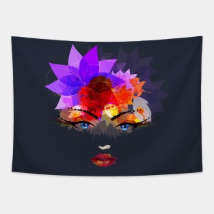 Woman Floral Hair Tapestry