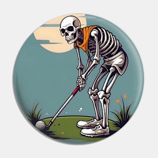 Skelton Playing Golf Pin