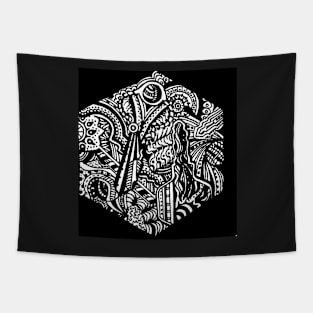 Hexagonal Original Black and White Tapestry