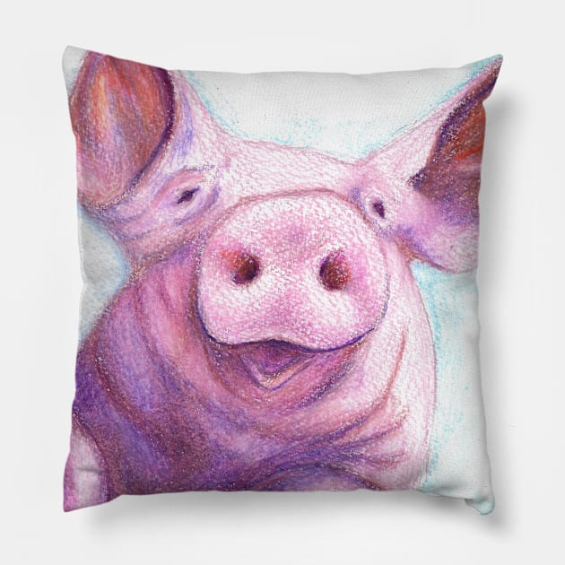 Farmland Pig Pillow by ReneeDixonArt