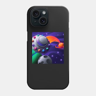 Flying UFO in the Outer Space Concept Phone Case