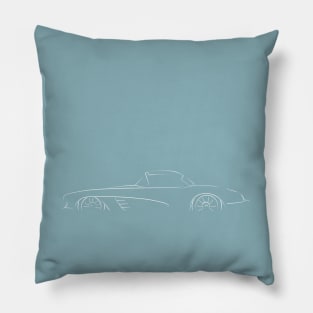 1958 Chevy C1 Corvette - stencil profile, white Pillow