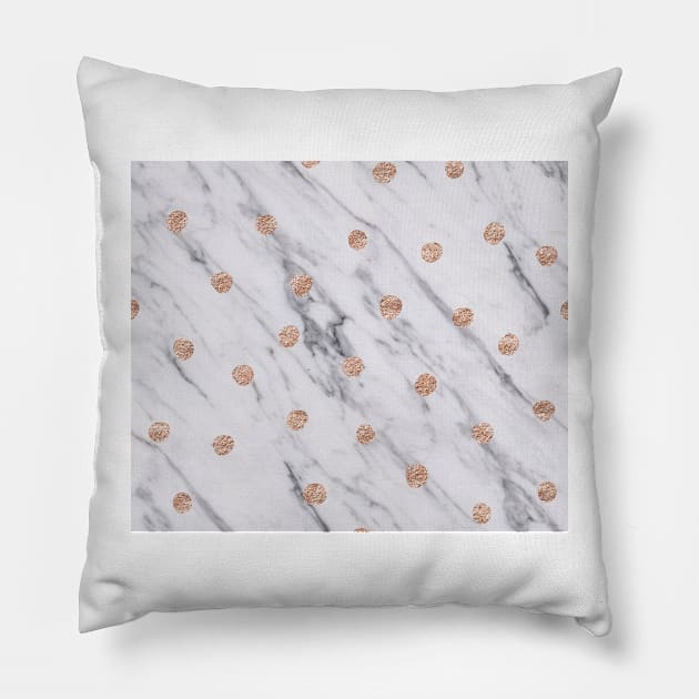 Rose gold spots on marble Pillow by marbleco