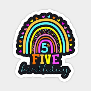 5 Years Old Rainbow 5Th Birthday For Girls Boys Kids Magnet