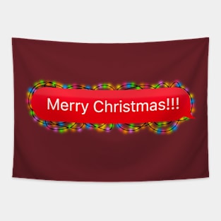 Merry Christmas Chat Bubble with Christmas Lights (Celebration Message) Tapestry