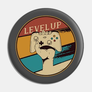 Level up Retro Design for Gamers Pin