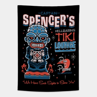 Spencer's Hellraising Tiki Lounge - Creepy Cute Pinhead - Surf Vacation Tapestry