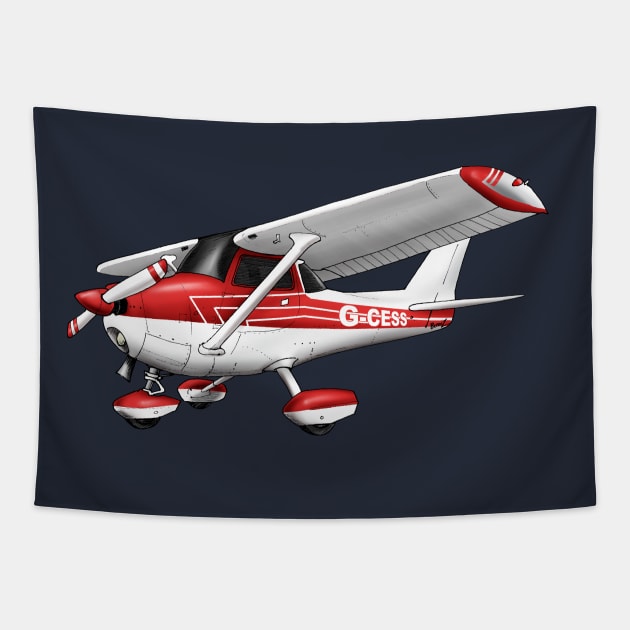 Cessna Cartoon Drawing Tapestry by Funky Aviation